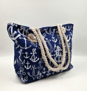 Голяма плажна чанта десен котви код 3934 D10 dark blue